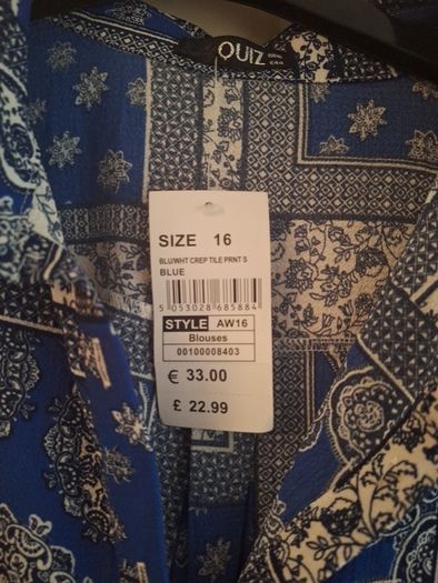 Blue and white tile print tunic