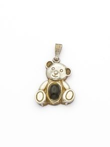 Vintage Signed 925 Sterling Silver Hematite Teddy Bear Charm