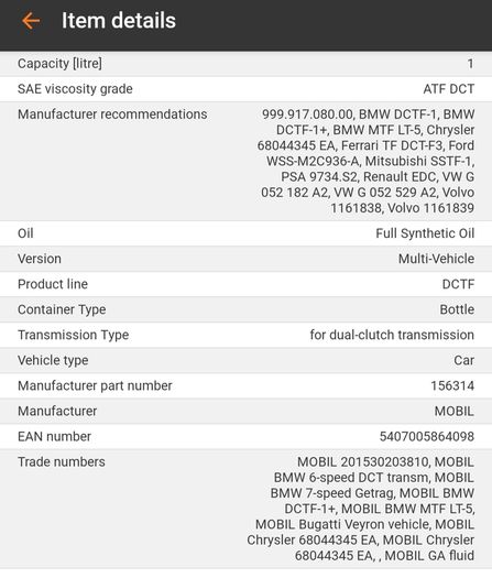 Mobil DCTF Automatic transmission fluid 2L