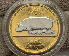 Ireland 1942 1/2d Halfpenny Gold and Silver Plated Coin
