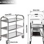 3 Tier Stainless Steel Catering Trolley Wheels Utility Cart Kitchen Cart Serving Trolley with Locking Wheels for Kitchen Hotels - 750x400x835MM (FREE POSTAGE) Image 3