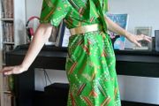 1970s Original Vintage Dress Vibrant Floral Green