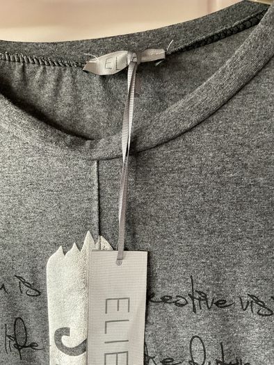 Bnwt Elie charcoal grey embelished top one size long sleeve top