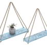 Rustic Set of 2 Wooden Floating Shelves with String  Farmhouse Hanging Shelves for Living Room Wall Small Kitchen Shelves with Rope 17 Inch x 5.2 Inch SINGLE SHELF ALSO AVAILABLE, SEE DESCRIPTION (FREE POSTAGE) Image 2