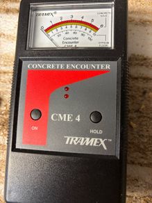 Damp tester for concrete and wood floors