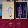 New In Box And Never Used Pair Of Duiske Glass 25th Anniversary Silver Band Flutes Image 8