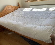 Double bed, mattress and topper