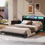 King Size Bed Frame with Ergonomic Storage Headboard and LED,Metal Image 5