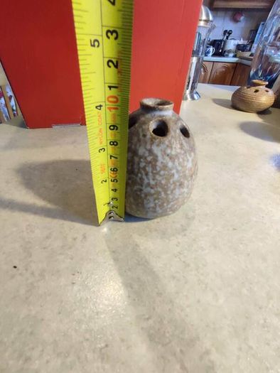 Vintage Signed Studio Art Pottery Flower Frog Planter Vase MCM Stoneware