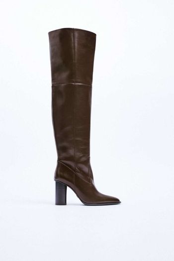 Zara Leather Over The Knee Boots