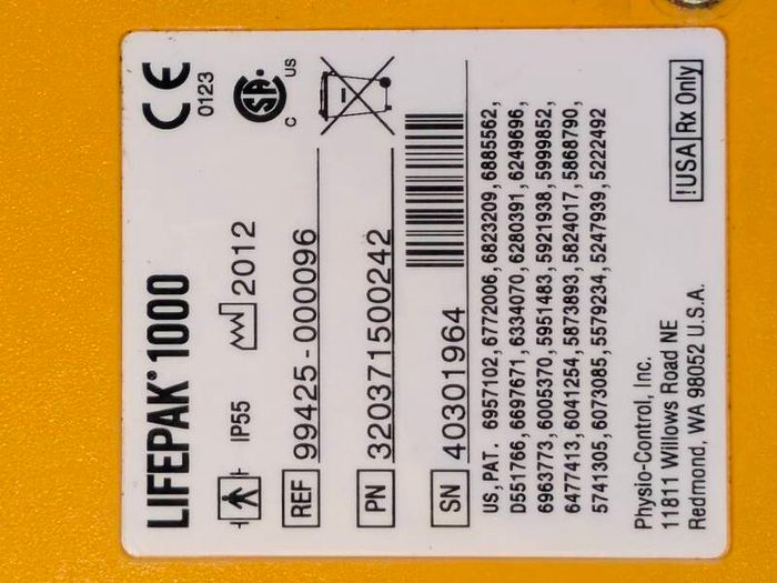 Lifepak 1000 Physio Control AED with ECG