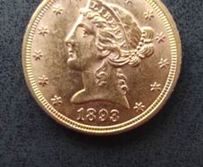 Gold coin 5 Dollars 1893