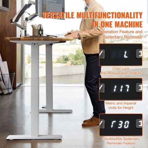 Standing Desk Frame, Adjustable 70-117 cm Height & 95-158 cm Length Electric Stand Up Computer Desk Legs, Ergonomic DIY Workstation Base for Home
