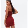 Pink vanilla dark red ruched mini halter dress Image 3