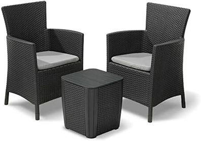 3-Piece Rattan Effect Storage Table