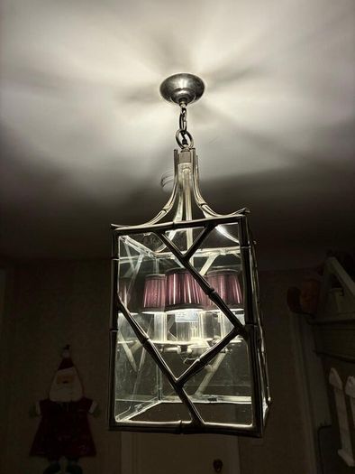 Large Antique Silver bamboo ceiling light