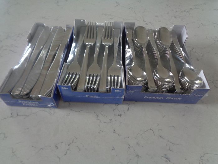 Metalised Plastic Cutlery For Sale