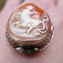 Vintage Most Rare 1890's Antique 14k Gold Shell Cameo Pin Brooch 4cm X 3cm Image 2