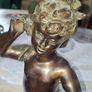 Antique 19th Century Bronze patinated metal sculpture in the style of Bacchus with Cymbals after the French sculptor Clodion Image 2