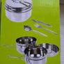 Summit Stainless Steel Tiffin Cookset 6pc Set with Handle Army Camping Hiking Fishing Hunting Travel Backpacking Picnic Cooking Cookware Outdoor Metal Image 3
