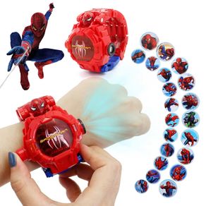 Spiderman Spider Man Disney Iron Man Captain America Toy Watch Deformation 21 Projection Watch Kids Digital Clock Student Wristwatches Birthday Gift
