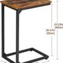 C-Shaped Side Table, Bedside Table Set of 2, Sofa Table for Small Spaces, Coffee Table with Metal Frame for Living Room, Bedroom, Rustic Brown Image 3