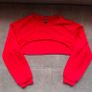 Red Drop Shoulder Super Crop Pullover, size 10 Image 2