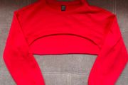 Red Drop Shoulder Super Crop Pullover, size 10