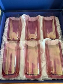 Bohemia Pink Glass Tumblers Set x 6