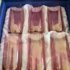 Bohemia Pink Glass Tumblers Set x 6