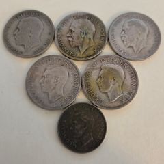 5x .5 Silver Florins 1920 - 1945 Coins 2 Shilling 1 Shilling 6 Coins.