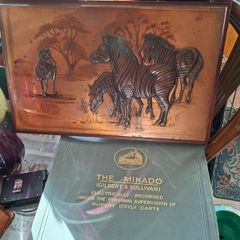 Beautiful Old Large Copper Wall Plaque, Family of Zebras in a Safari Landscape, is a handcrafted piece, postage available or collection