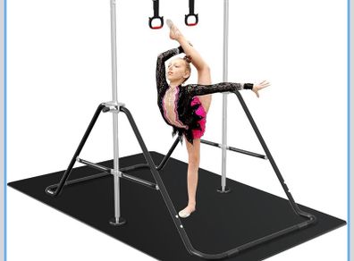 Gymnastics Bars with TPE Mat, Horizontal Bar Expandable Gymnastics Kids Bar Folding Bar Junior Training Bar Multifunction Gym Training Equipment Home Training Adjustable Height Kip Bar