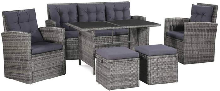 Garden Sofa, 18 Pieces Poly rattan garden furniture set