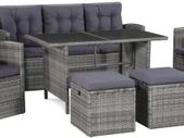 Garden Sofa, 18 Pieces Poly rattan garden furniture set