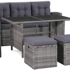 Garden Sofa, 18 Pieces Poly rattan garden furniture set