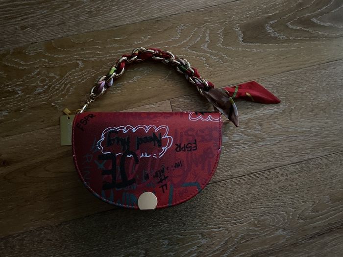 Brand New with tags Red Graffiti Clutch with Gold Chain