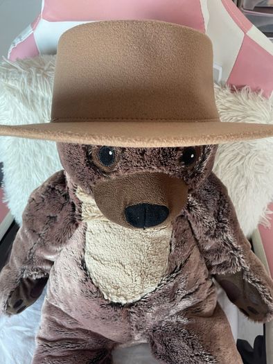 Tan Boater Hat Camel Fedora Flat Brim Size 57 Women's Festival