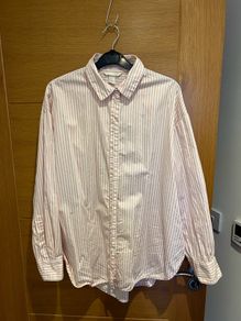 Ladies pink and white striped shirt