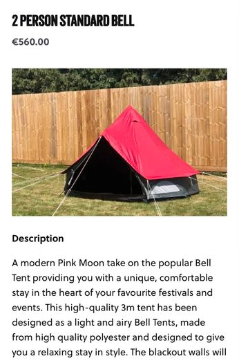 Pink moon 2 person tent Electric Picnic