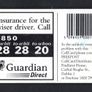 1995 Ireland 10 unit Guardian Direct "Insurance for the wiser Driver" (Gemplus GEM1) Call Card Used. Telecom Eireann card number 1093. Image 3