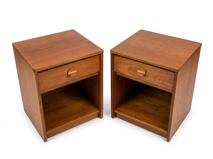 Vintage Retro Mid Century Teak Stag Bedside Cabinets(Pair)