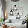 3-Light Pendant Light, Flush Mount Ceiling Light Fixture with Black Metal Cage Shade, Vintage Hanging Pendant Lighting for Kitchen, Island, Dining Room (FREE POSTAGE) Image 7