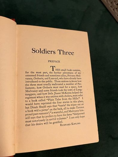 Antique Book Soldiers Three by Rudyard Kipling