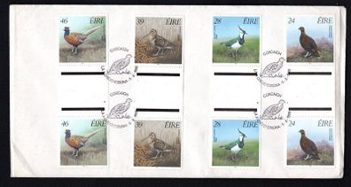 1989 Ireland Fauna & Flora: Game Birds Commemorative Stamps Gutter Pairs on Plain First Day Cover (FDC)