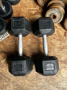2x15kg hex rubber dumbbells