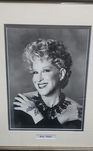 Autographed 10x8 Framed Photo of a Young Bette Midler (a Grammy, Tony, Emmy, and Golden Globe award-winning performer)  Rare Collectible