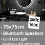 LED Bathroom Mirrors Speakers Demister Antifog Weather Station Clock Dual LED Sensor Touch Image 9
