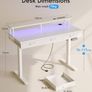 Electric Standing Desk, 120 x 54cm Height Adjustable Desk with 3 Drawers, RGB LED Strip & Charging Station for Home Office Computer Workstation, Computer Table with Monitor Stand, White Image 2