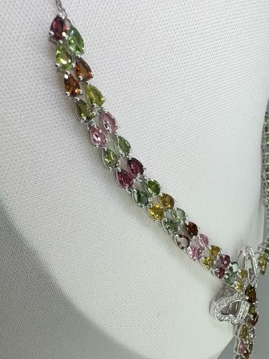 Silver Multi Tourmaline & Zircon Butterfly Lariat